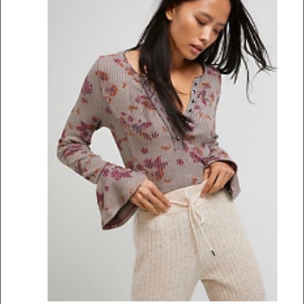 Free People, Layer Me Henley top, in washes black combo, L, NWOT